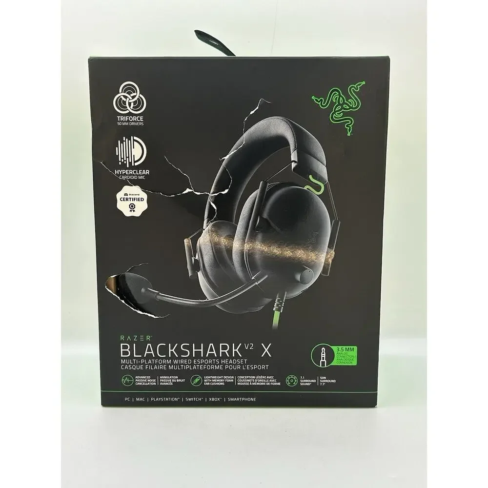Razer Blackshark V2 X Black Over the Ear Pro Gaming Headset READ